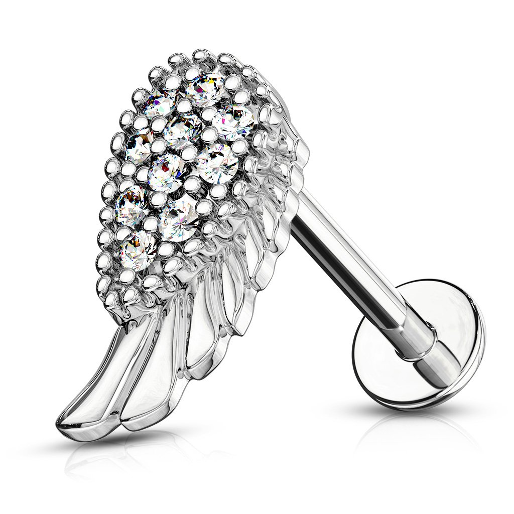 16 Gauge Internally Threaded Crystal Wing Flat Back Stud