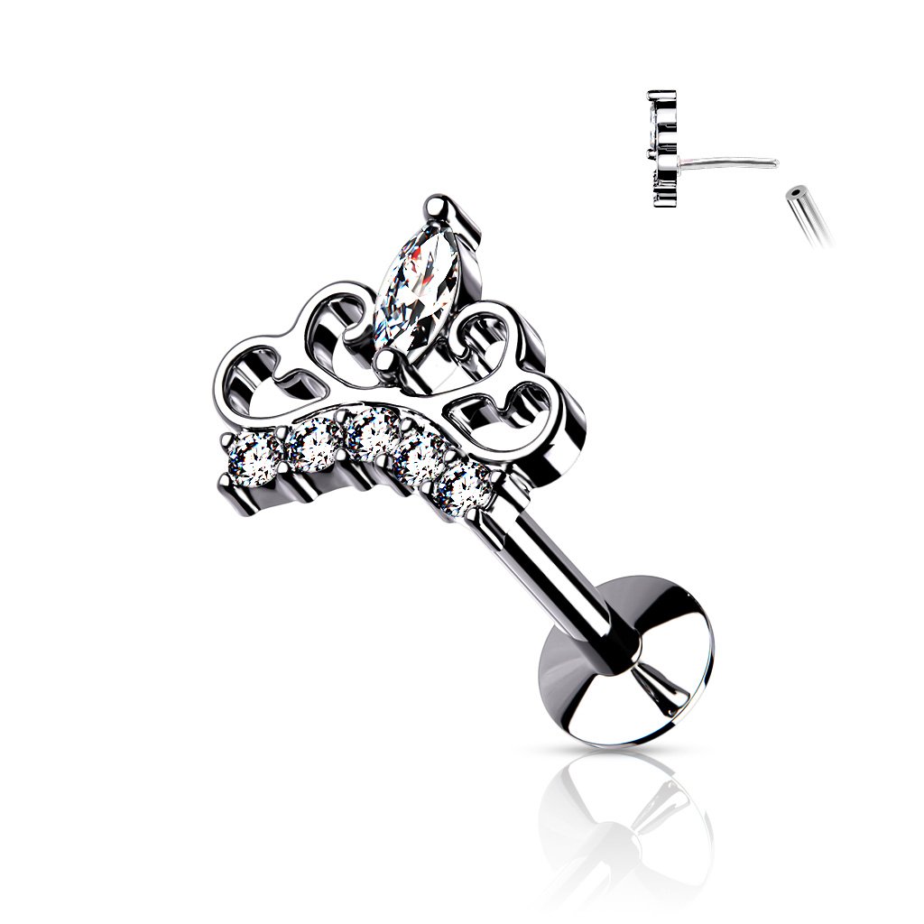 16 Gauge Push Fit Crystal Tiara Flat Back Stud