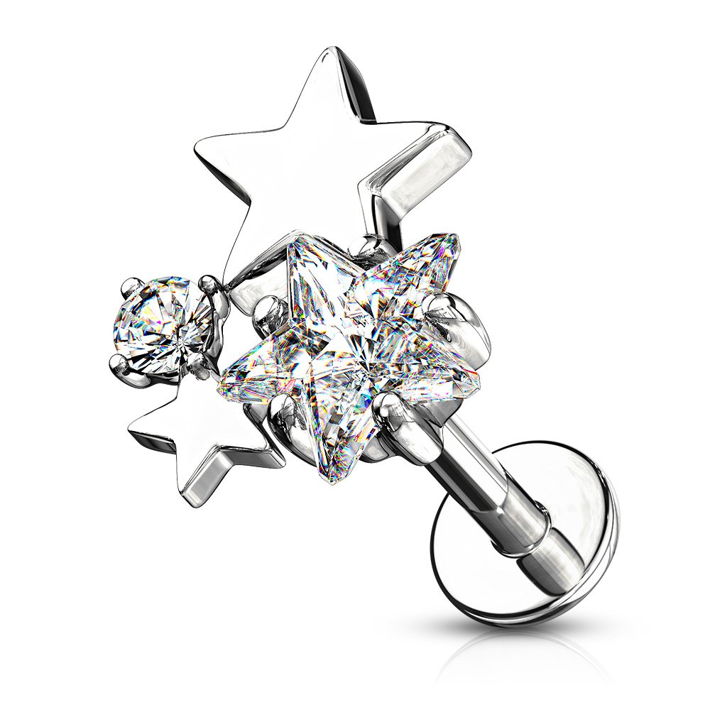 16 Gauge Crystal Star Top Flat Back Stud