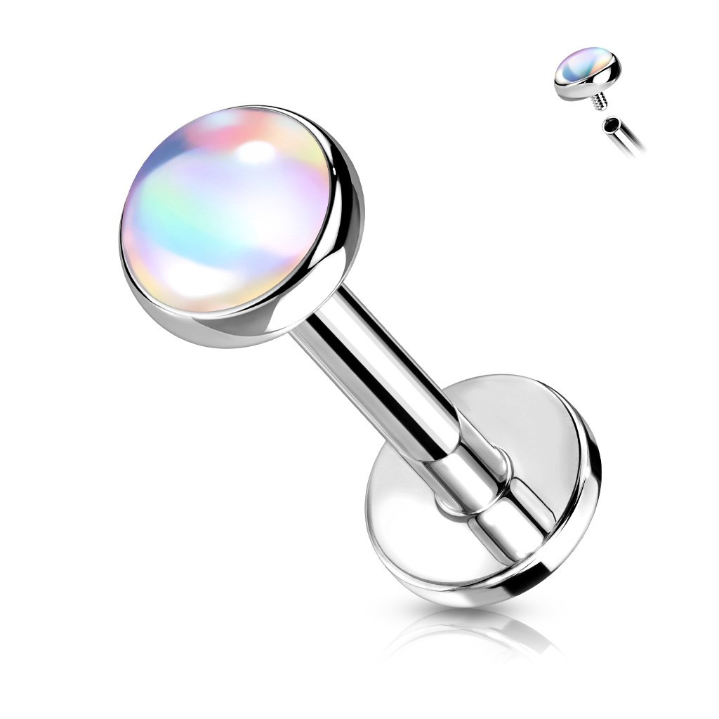 16 Gauge Iridescent Opal Top Internally Threaded Stud