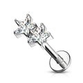 16 Gauge Twin Crystal Star Golden Flat Back Stud