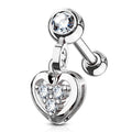 16 Gauge Dangling Heart Charm Cartilage / Tragus Stud
