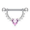 Crystal Heart Barbell Nipple Ring