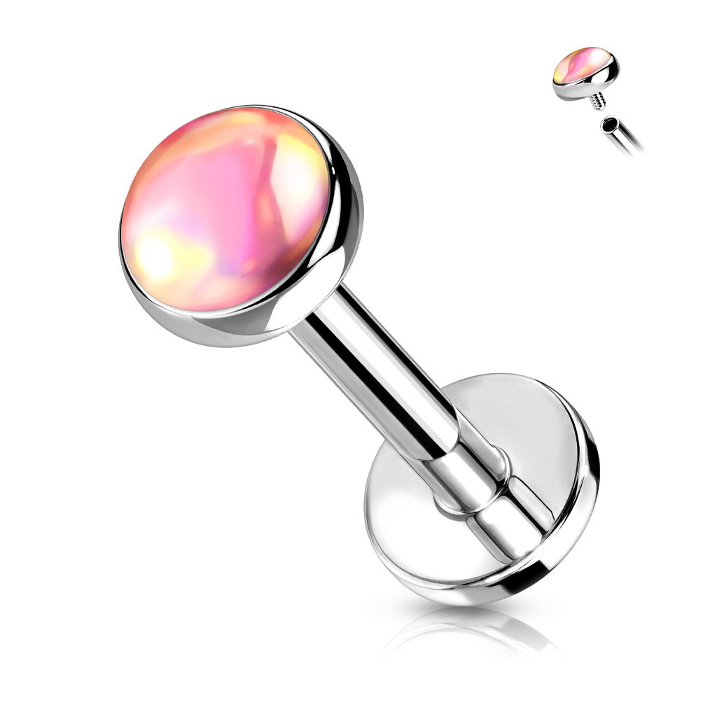 16 Gauge Iridescent Opal Top Internally Threaded Stud