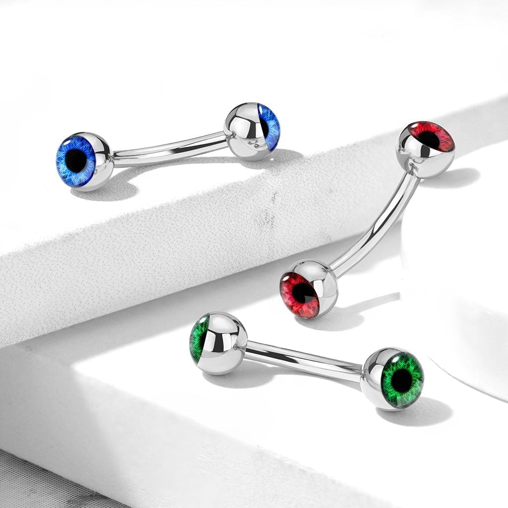 Snake Eye Surgical Steel Curved Eyebrow Barbell