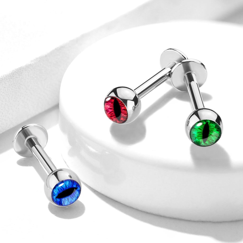 16 Gauge Snake Eye Surgical Steel Flat Back Stud