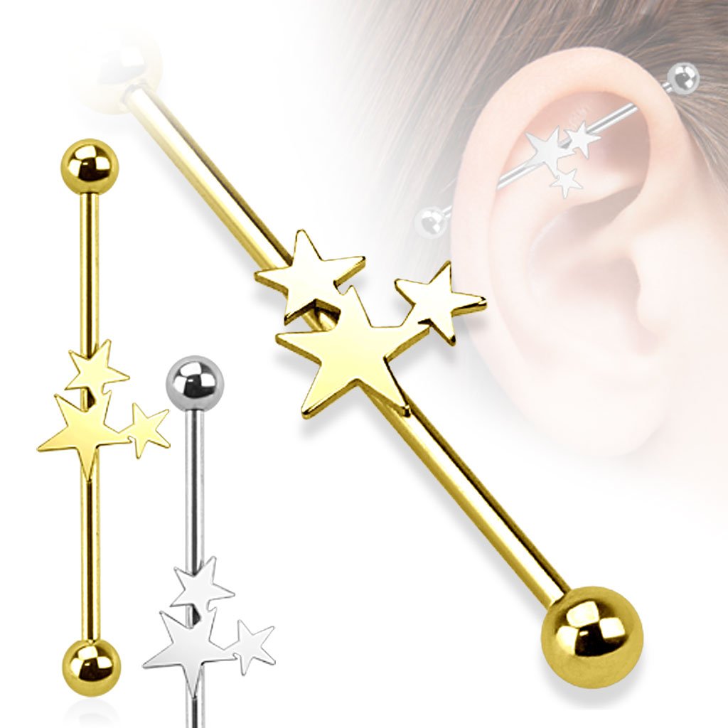 Trio Of Stars Industrial Barbell