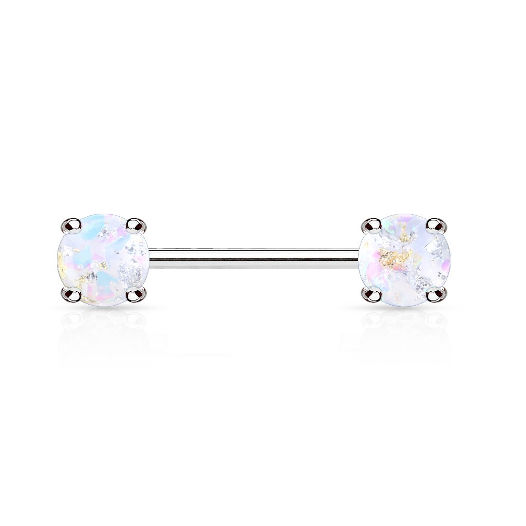 14 Gauge Lava Opal Glitter Barbell Nipple Ring