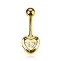 14Kt Gold Plated Crystal Heart Belly Button Ring
