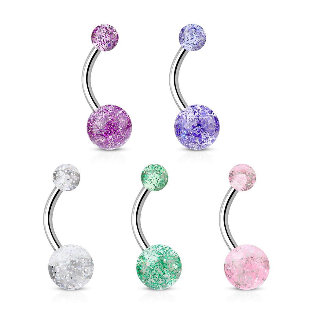 5 Pack Glitter Belly Button Rings