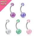 5 Pack Glitter Belly Button Rings