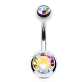 Double Crystal Belly Bar