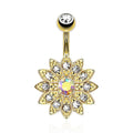 Aurora Flower Crystal Belly Button Ring - Gold