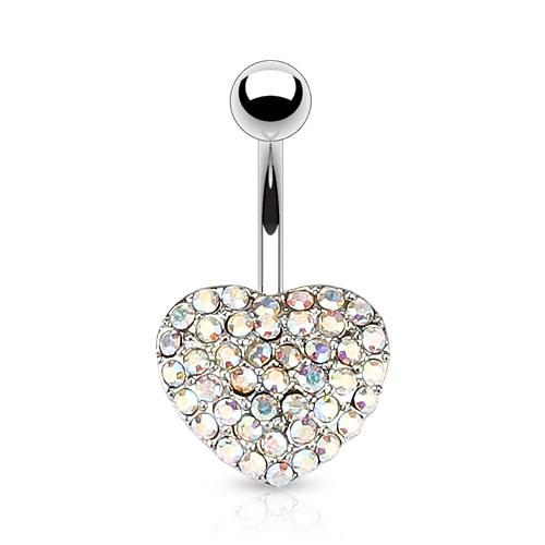 Aurora Heart Crystal Belly Button Ring