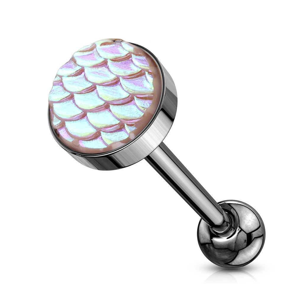 Mermaid Barbell Tongue Ring - Black / Pink