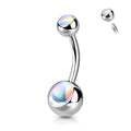 Double Opal Belly Button Ring