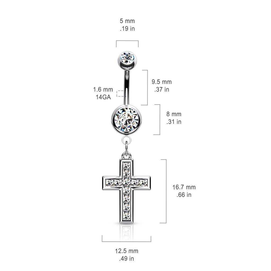Crystal Cross Belly Button Ring