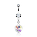 Dangling Crystal Heart Belly Button Ring