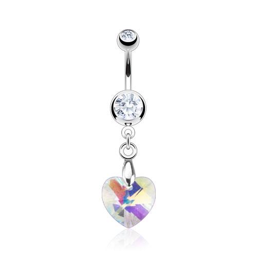 Dangling Crystal Heart Belly Button Ring