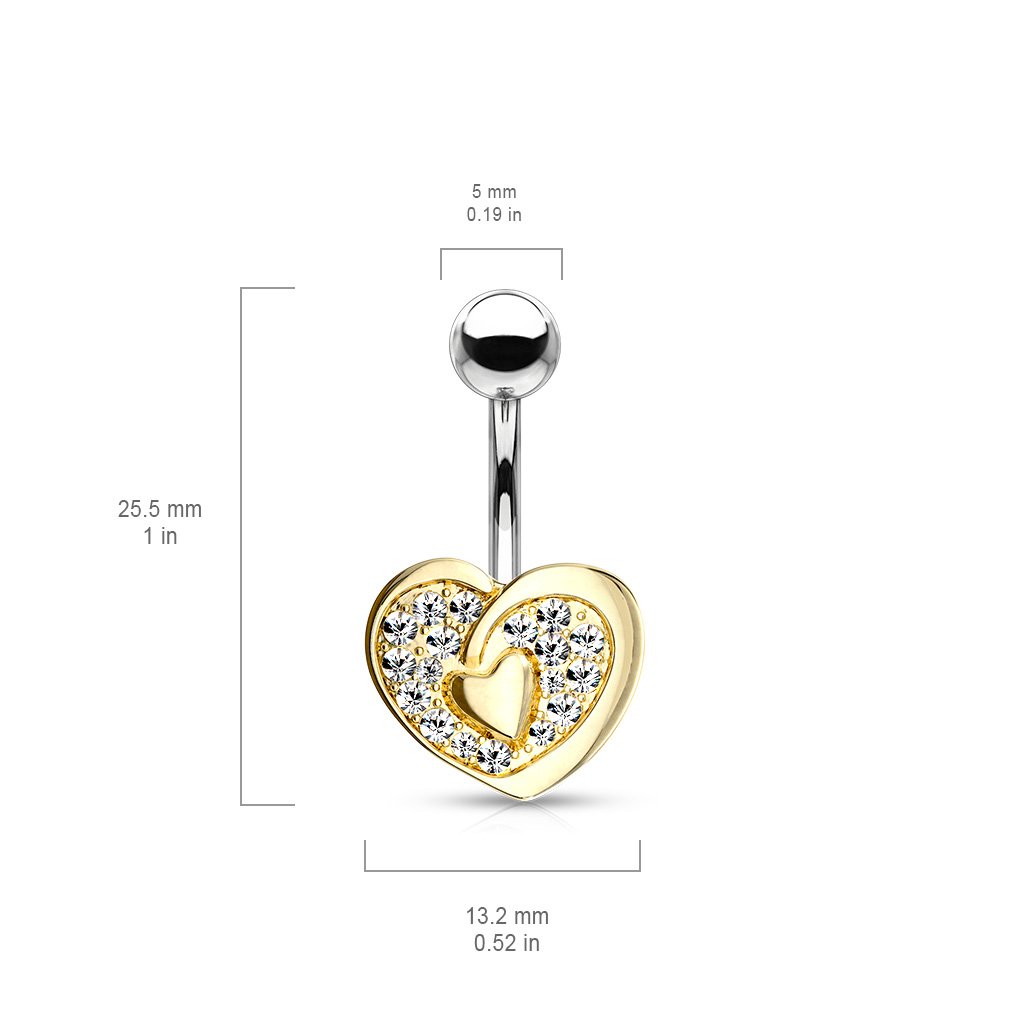 Crystal Paved Heart Belly Button Ring