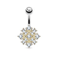 Crystal Starburst Belly Button Ring - Gold