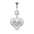 Cut Out Crystal Heart Belly Button Ring