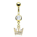 Dangling Crystal Crown Belly Button Ring