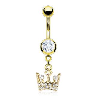 Dangling Crystal Crown Belly Button Ring