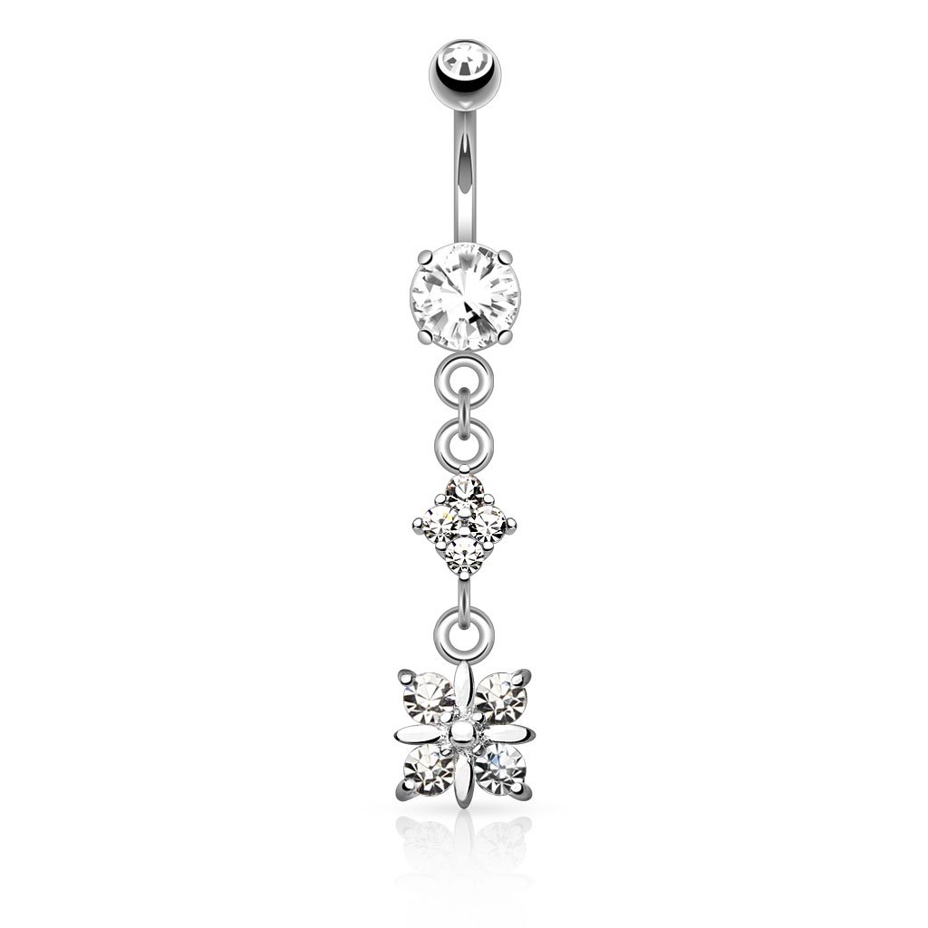 Dangling Diamond Belly Button Ring Gold / Silver