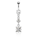 Dangling Diamond Belly Button Ring Gold / Silver