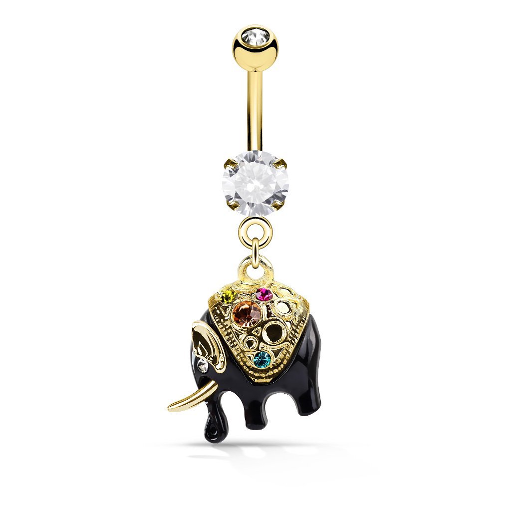 Dangling Elephant Belly Bar - Gold