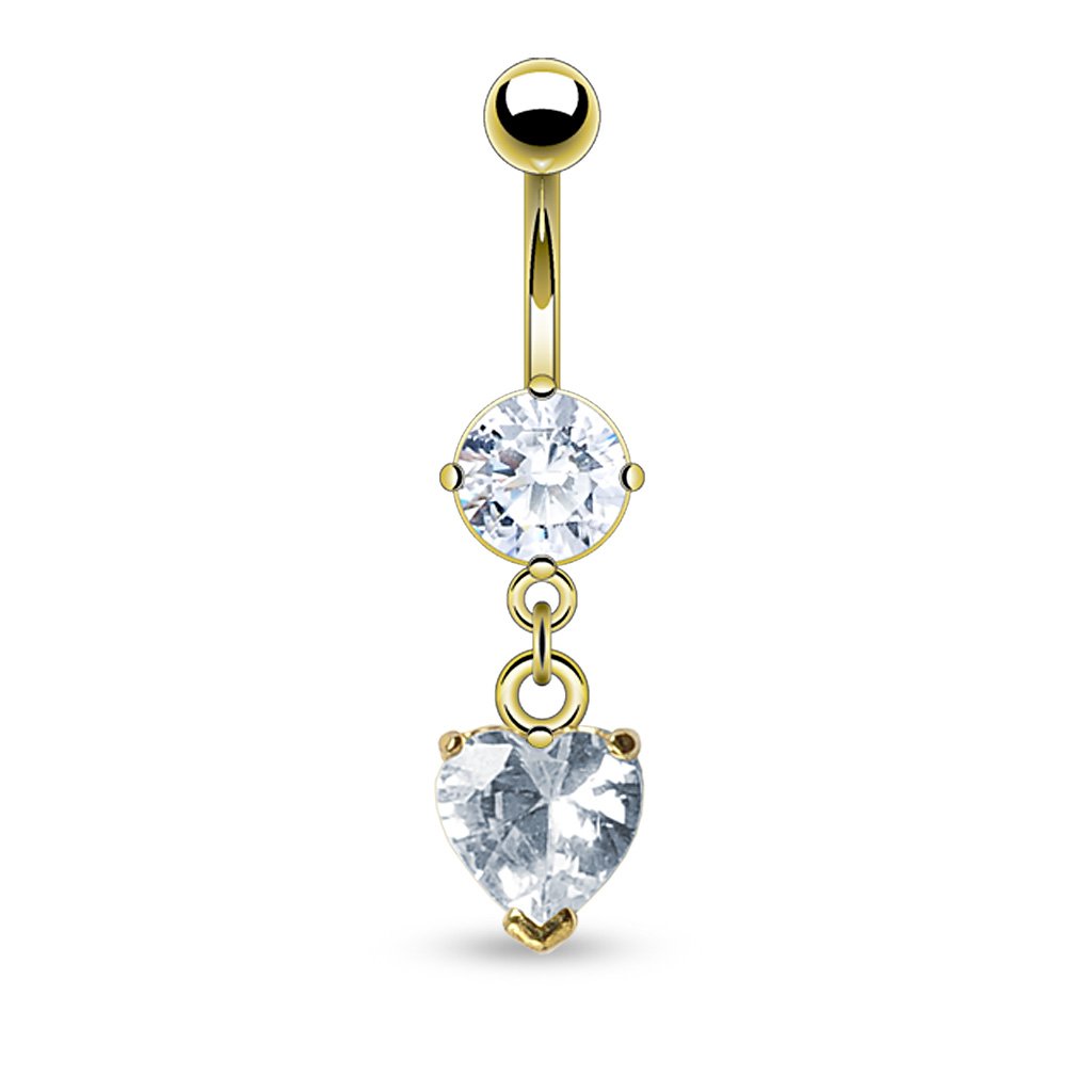 Dangling Golden Heart Belly Button Ring