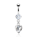 Dangling Silver Heart Belly Button Ring
