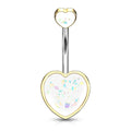 Double Glitter Opal Heart Belly Button Ring