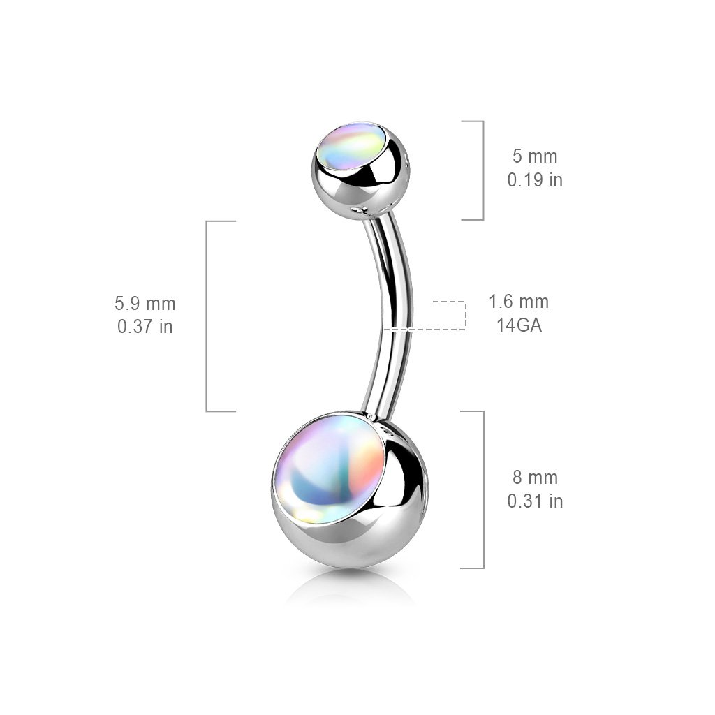 Double Opal Belly Button Ring