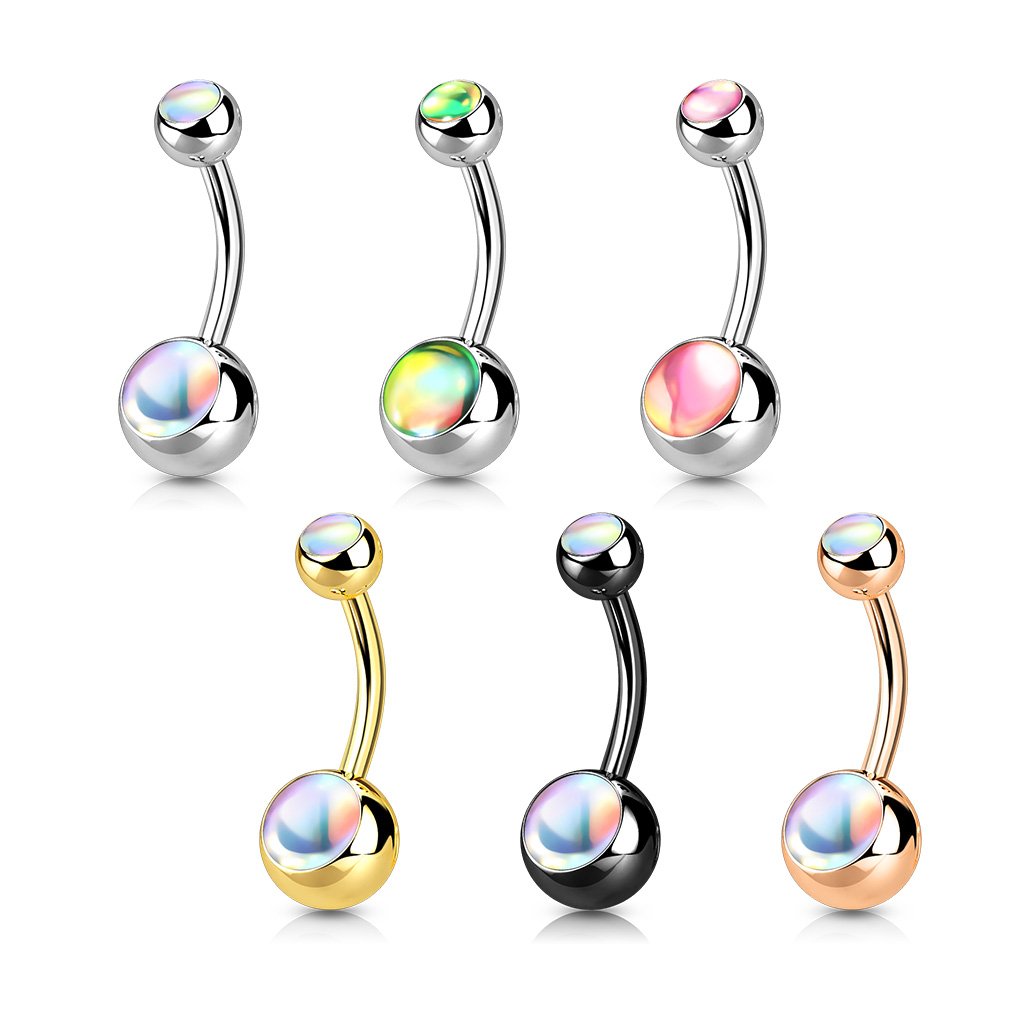 Double Opal Belly Button Ring