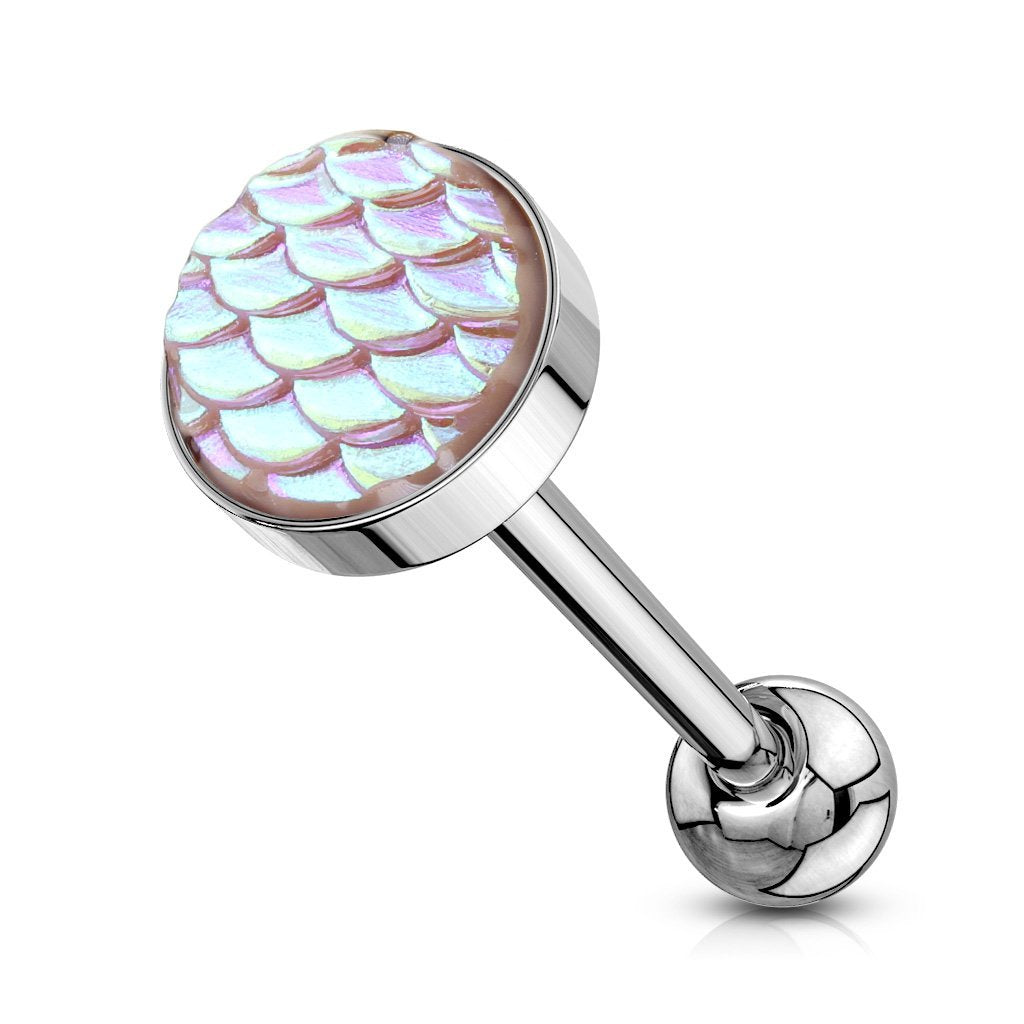 Mermaid Barbell Tongue Ring - Silver / Pink
