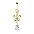 Dangling Crystal Butterfly Belly Bar