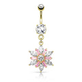 Dangling Crystal Marquise Flower Belly Button Ring