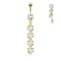 Gold Dangling Heart Belly Button Ring