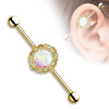 Gold Opal Glitter Industrial Barbell