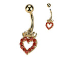 Hollow Crystal Heart Belly Button Ring