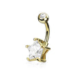 Golden Crystal Star Belly Button Ring