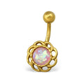 Golden Opel Flower Belly Button Ring