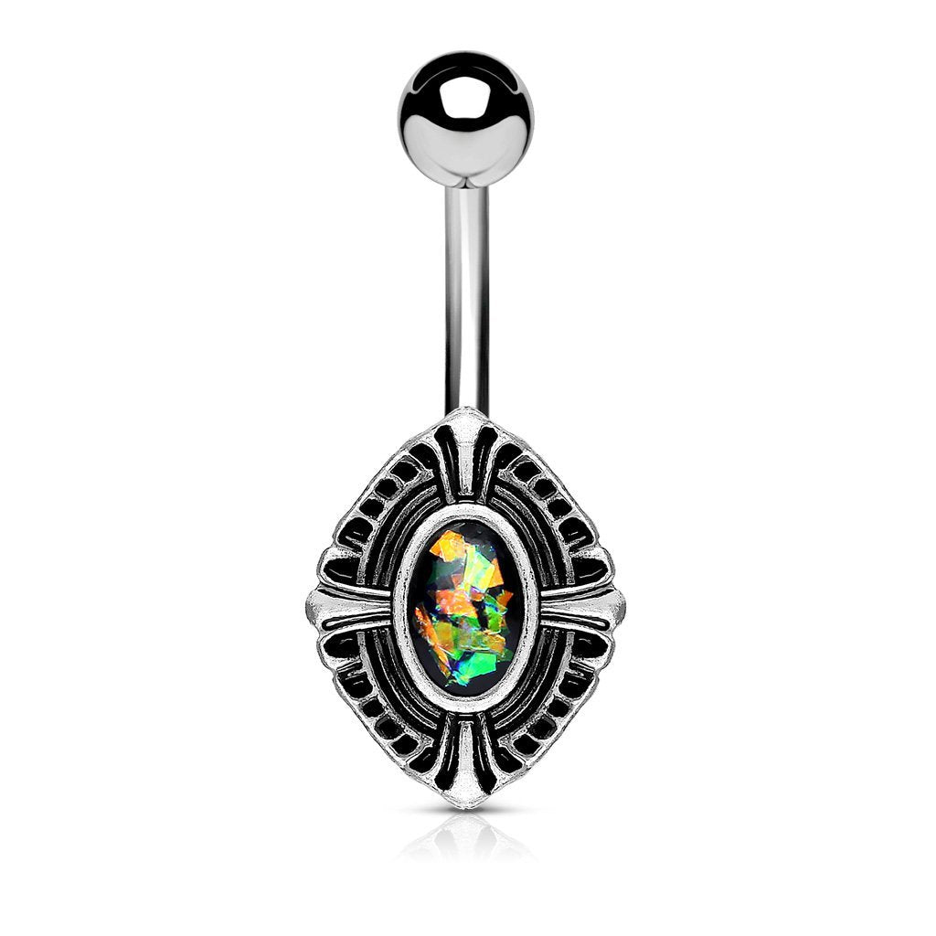 Opal Shield Belly Bar - Green