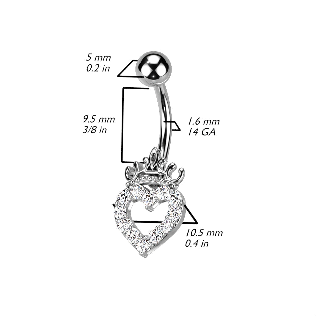 Hollow Crystal Heart Belly Button Ring
