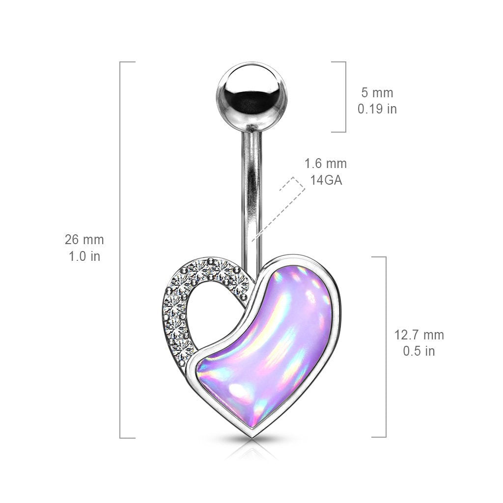 Illuminating Heart Crystal Belly Button Ring