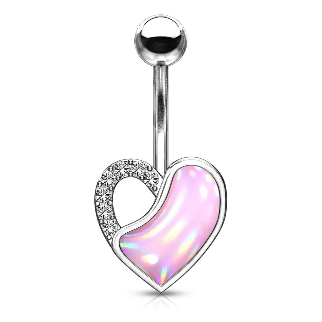 Illuminating Heart Crystal Belly Button Ring