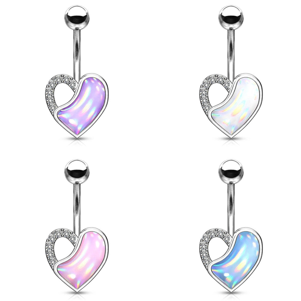 Illuminating Heart Crystal Belly Button Ring