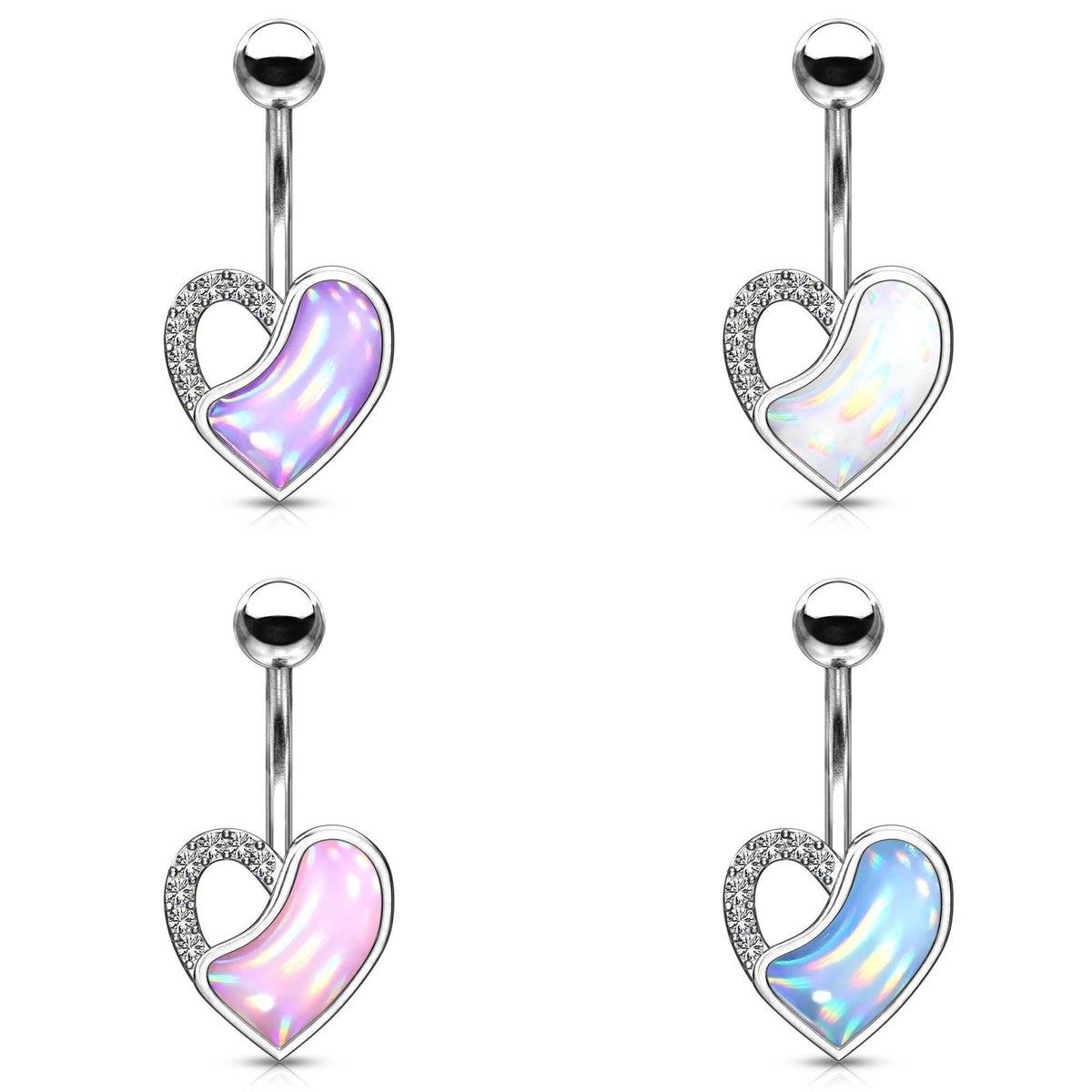 Illuminating Heart Crystal Belly Button Ring